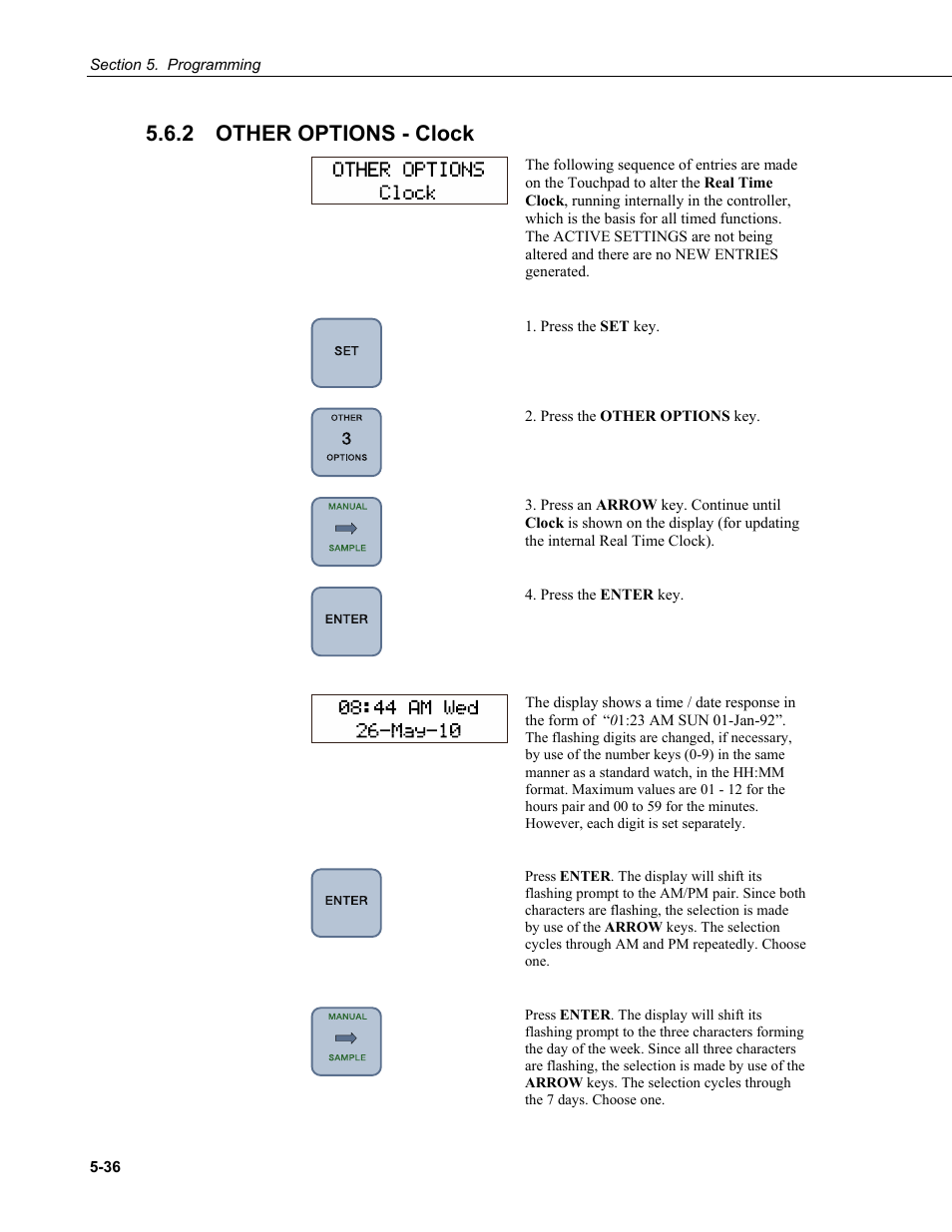 2 other options clock, Other options - clock -36, 2 other options - clock | Campbell Scientific PVS4100/4120/4150 Portable Automatic Samplers User Manual | Page 76 / 96