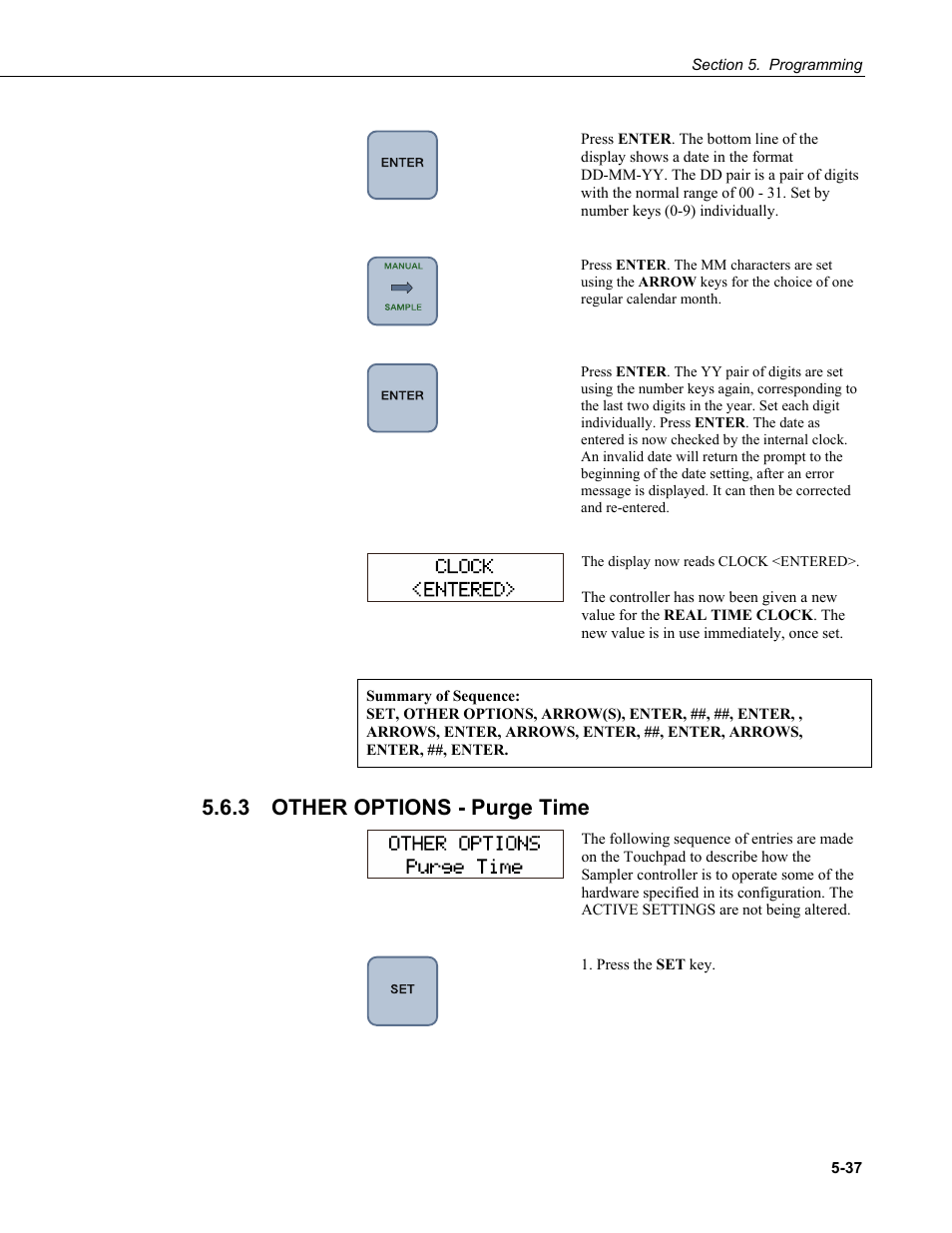 3 other options purge time, Other options - purge time -37, 3 other options - purge time | Campbell Scientific PVS4100/4120/4150 Portable Automatic Samplers User Manual | Page 77 / 96