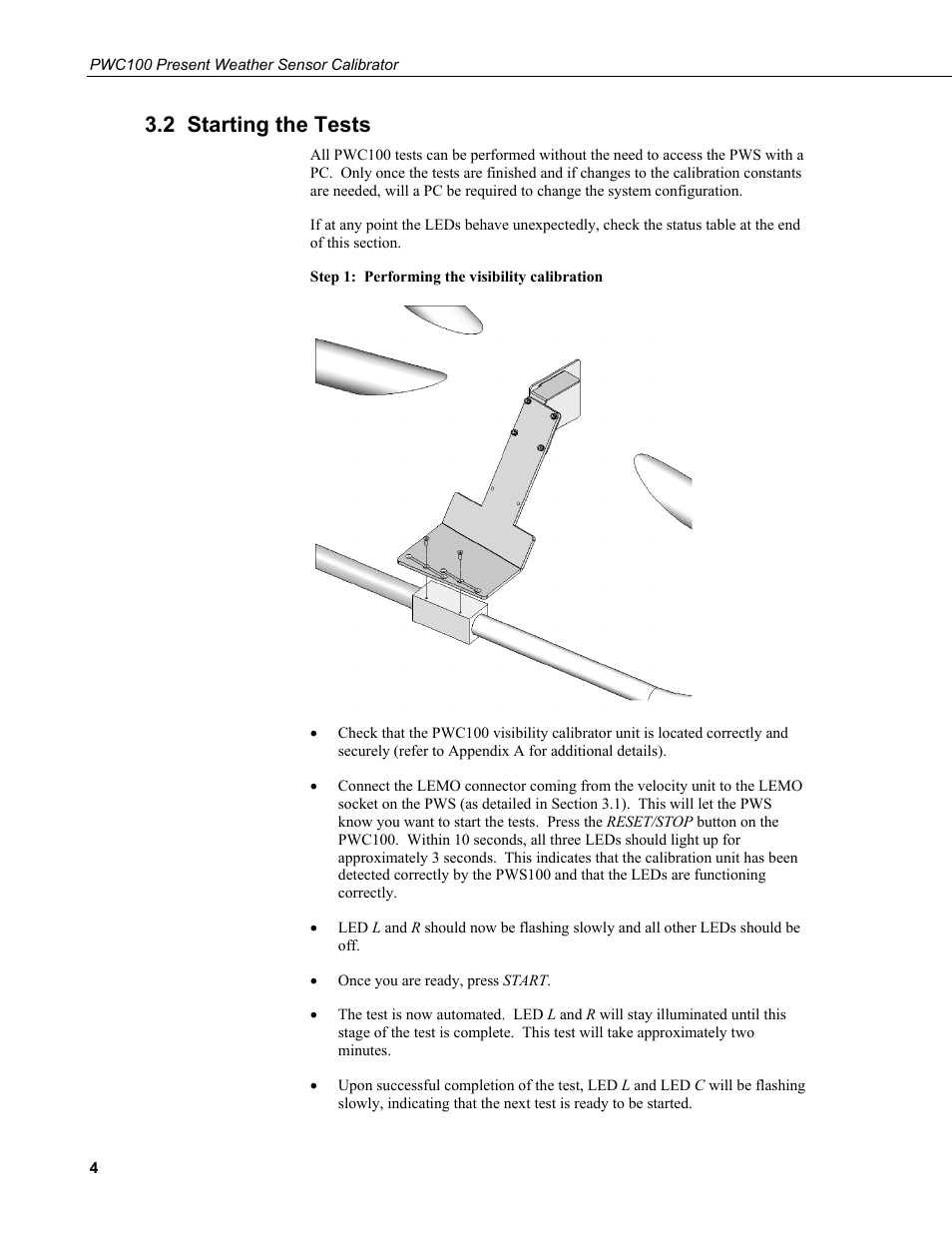2 starting the tests | Campbell Scientific PWC100 Present Weather Sensor Calibrator User Manual | Page 10 / 22