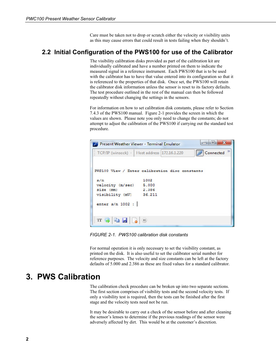 Pws calibration | Campbell Scientific PWC100 Present Weather Sensor Calibrator User Manual | Page 8 / 22