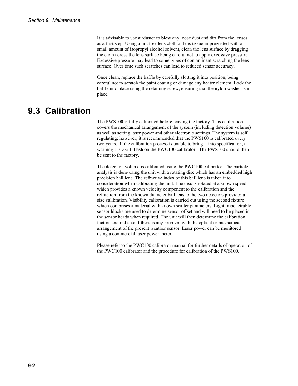 3 calibration | Campbell Scientific PWS100 Present Weather Sensor User Manual | Page 102 / 134