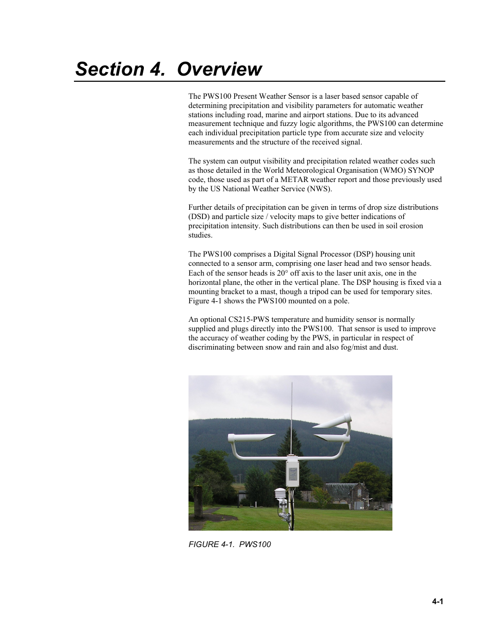 Section 4. overview | Campbell Scientific PWS100 Present Weather Sensor User Manual | Page 17 / 134