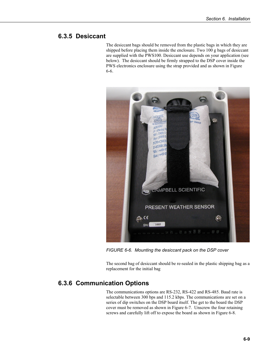 5 desiccant, 6 communication options | Campbell Scientific PWS100 Present Weather Sensor User Manual | Page 31 / 134