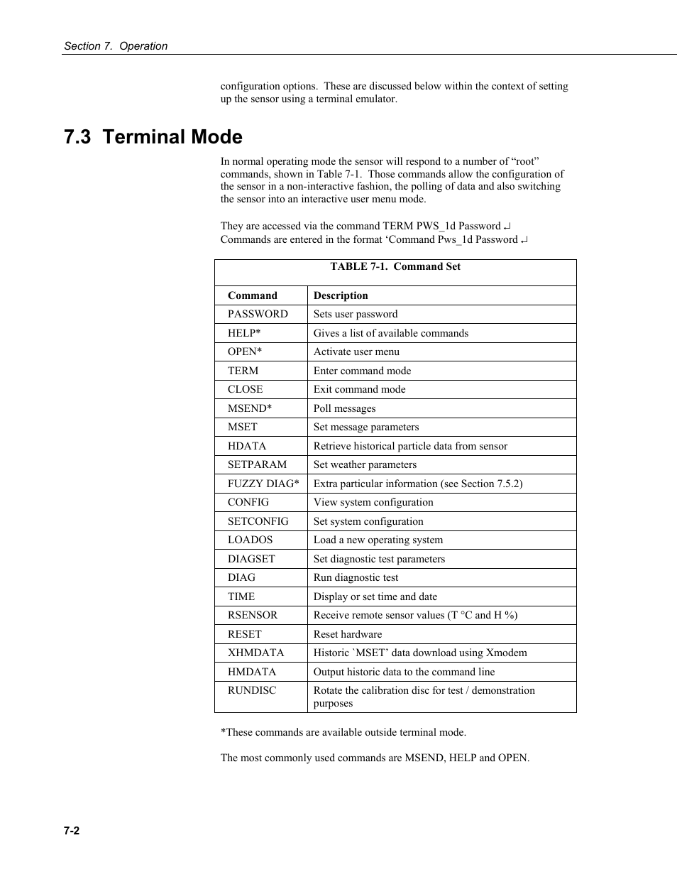 3 terminal mode | Campbell Scientific PWS100 Present Weather Sensor User Manual | Page 38 / 134