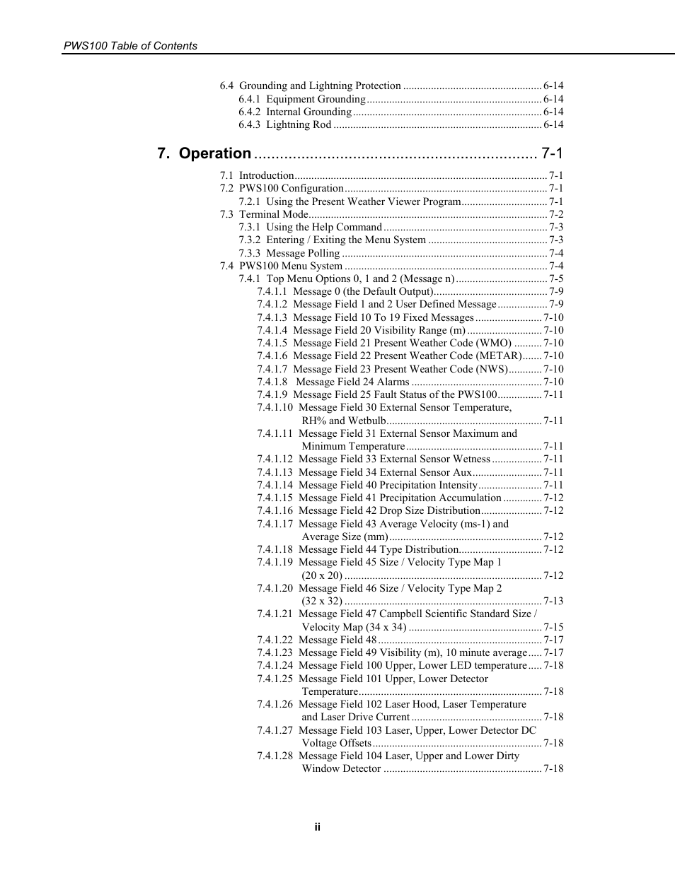 Operation -1 | Campbell Scientific PWS100 Present Weather Sensor User Manual | Page 6 / 134
