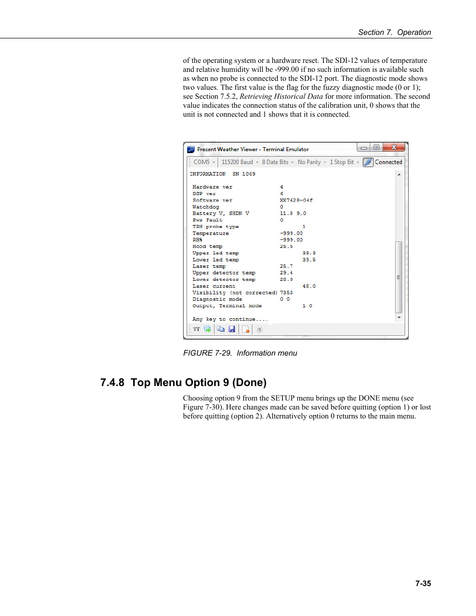 8 top menu option 9 (done) | Campbell Scientific PWS100 Present Weather Sensor User Manual | Page 71 / 134