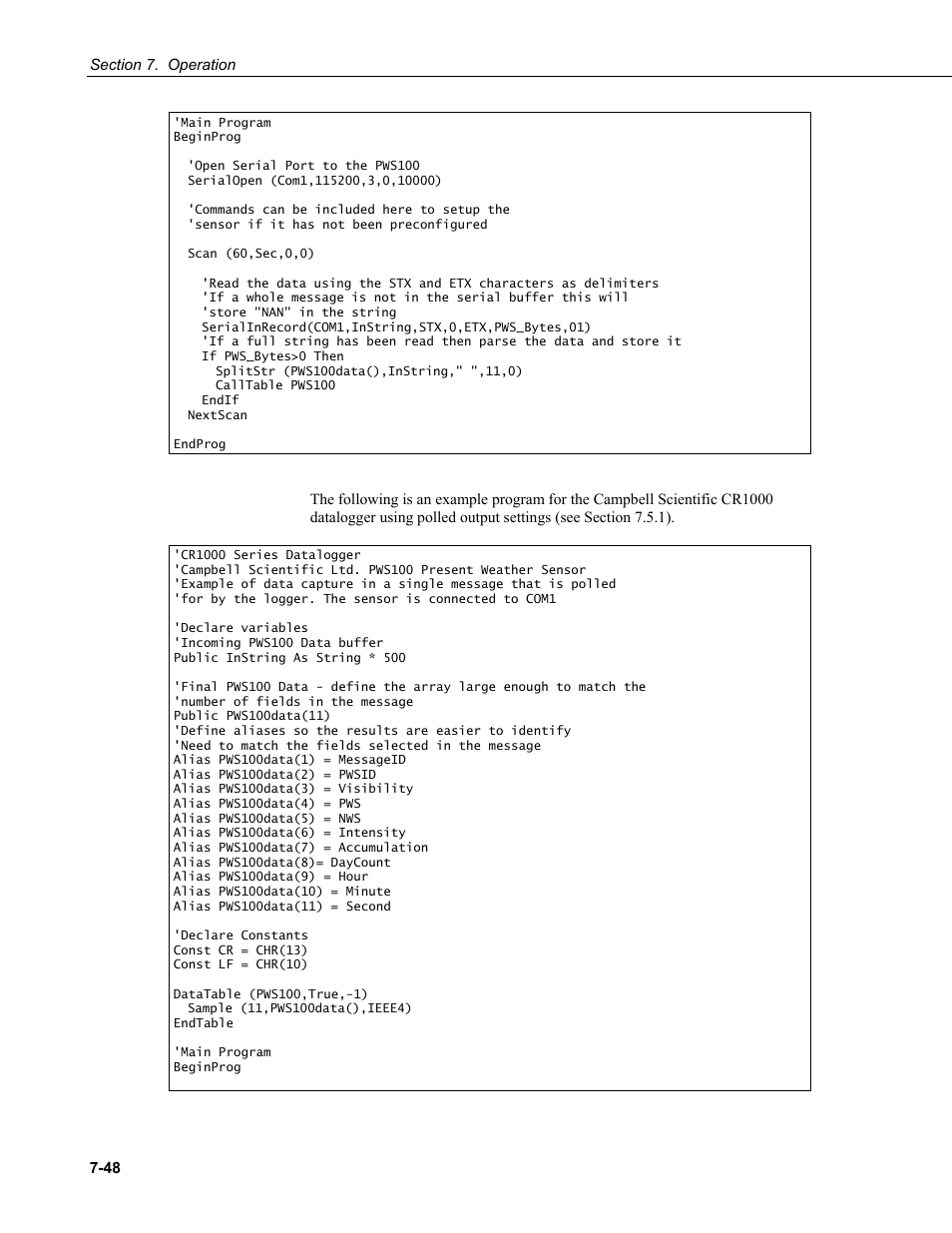 Campbell Scientific PWS100 Present Weather Sensor User Manual | Page 84 / 134