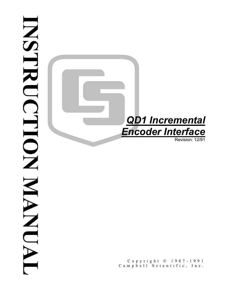 Campbell Scientific QD1 Incremental Shaft Encoder Interface User Manual | 12 pages