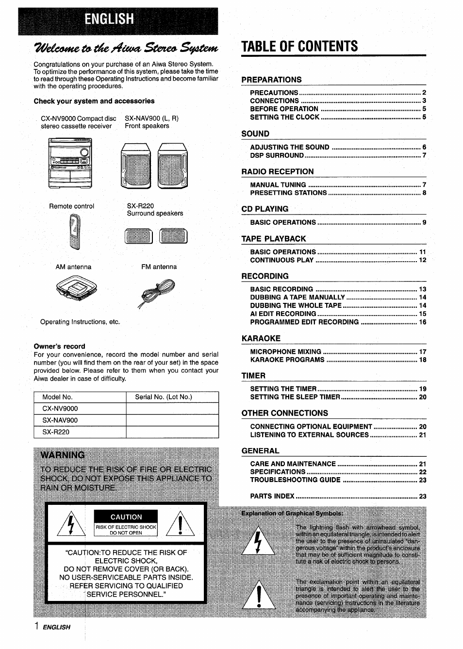 Aiwa NSX-V9000 User Manual | Page 2 / 72