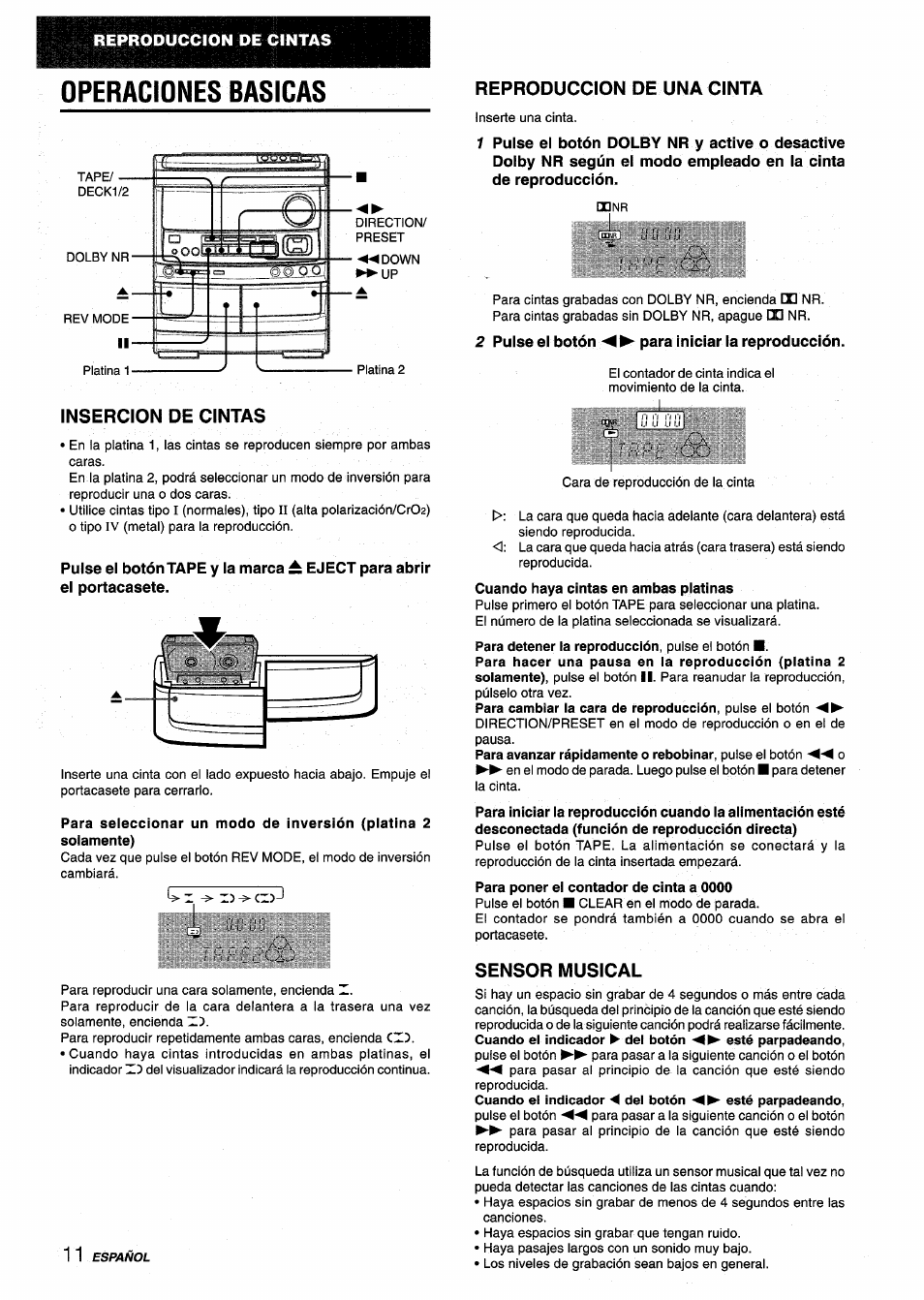 Operaciones basicas, 2 pulse el botón para iniciar la reproducción | Aiwa NSX-V9000 User Manual | Page 36 / 72
