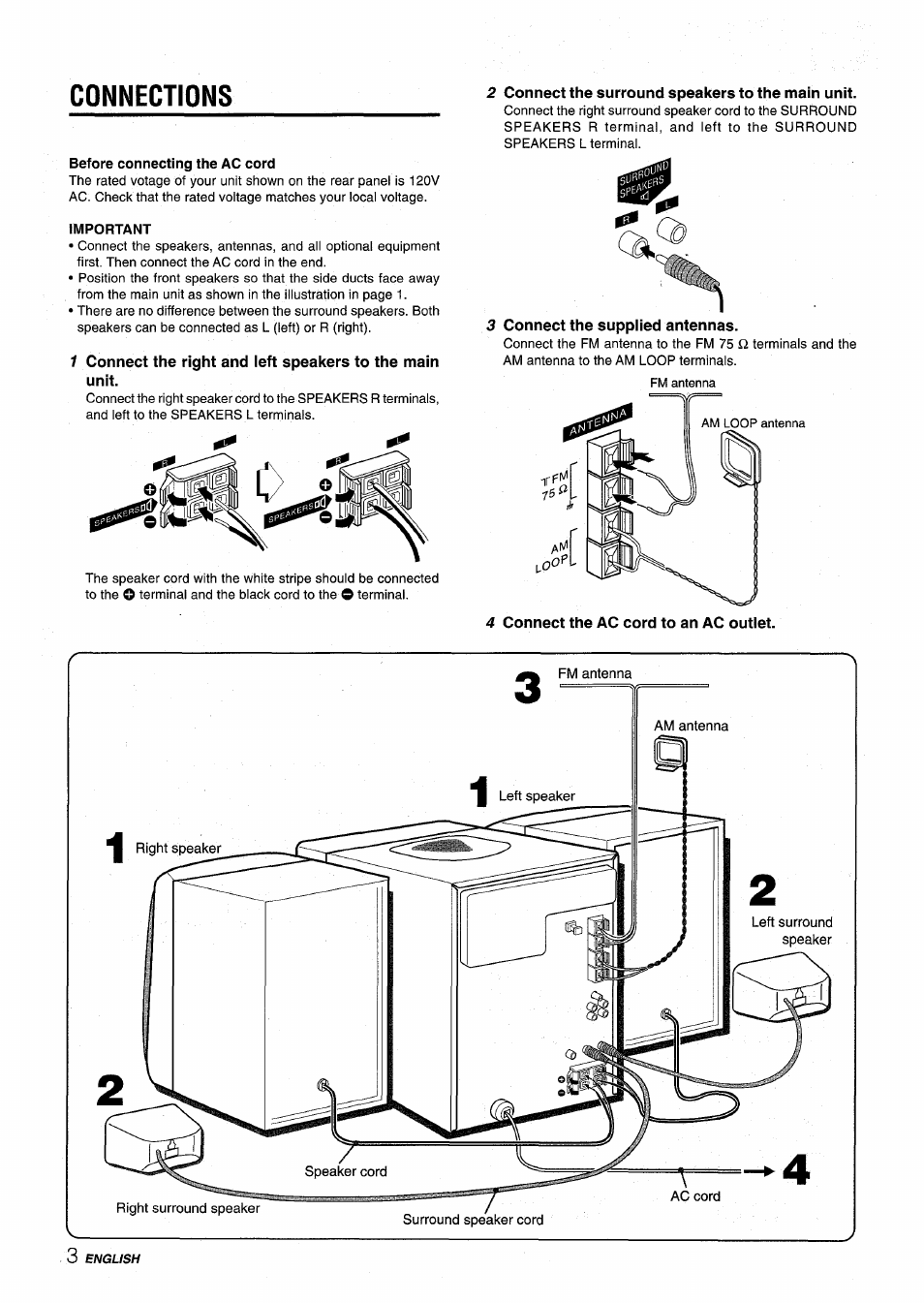 Connections | Aiwa NSX-V9000 User Manual | Page 4 / 72