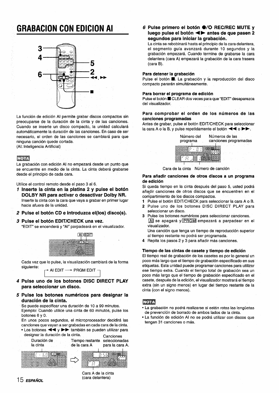 Grabacion con edicion al | Aiwa NSX-V9000 User Manual | Page 40 / 72