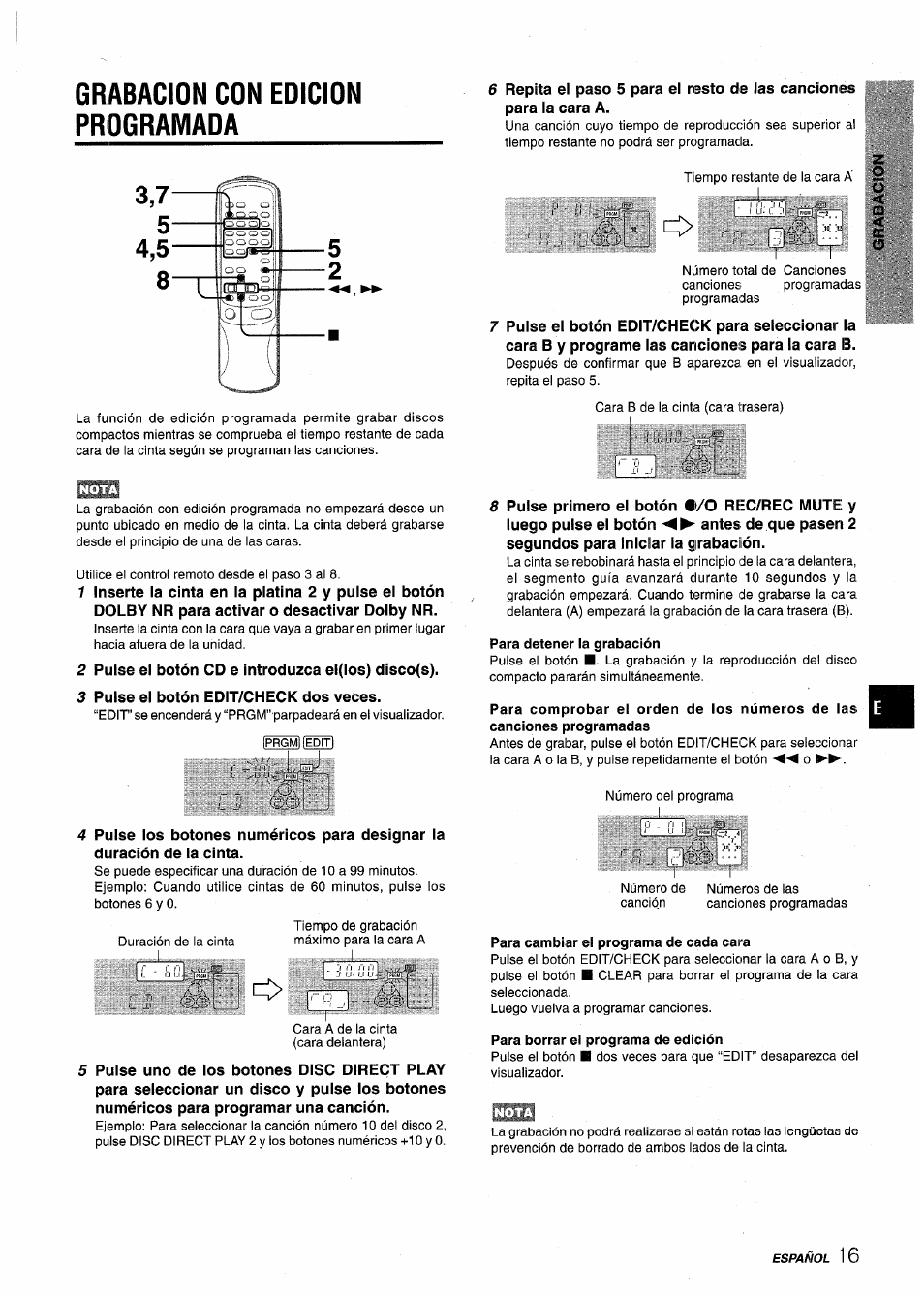 Grabacion con edicion programada | Aiwa NSX-V9000 User Manual | Page 41 / 72