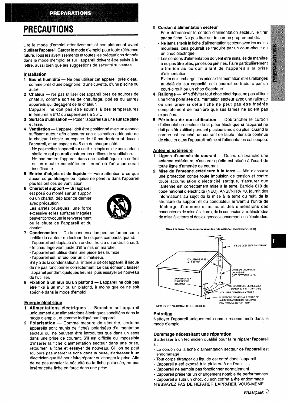 Precautions | Aiwa NSX-V9000 User Manual | Page 51 / 72