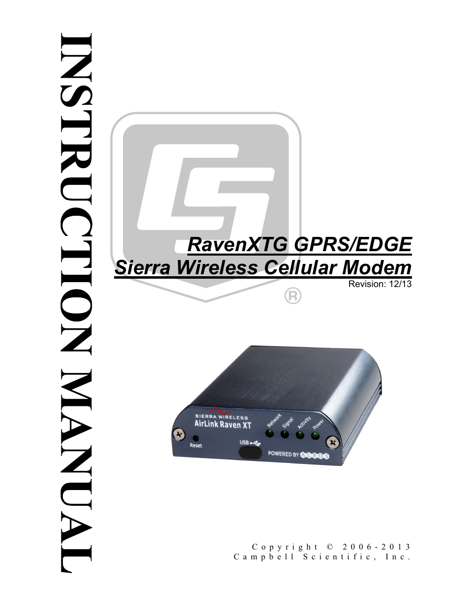 Campbell Scientific RavenXTG Sierra Wireless Cellular Modem User Manual | 54 pages