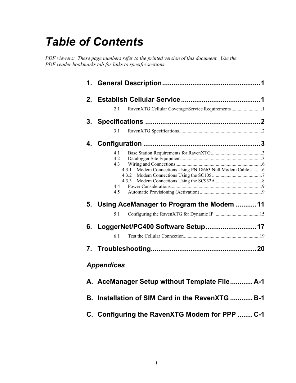 Campbell Scientific RavenXTG Sierra Wireless Cellular Modem User Manual | Page 5 / 54