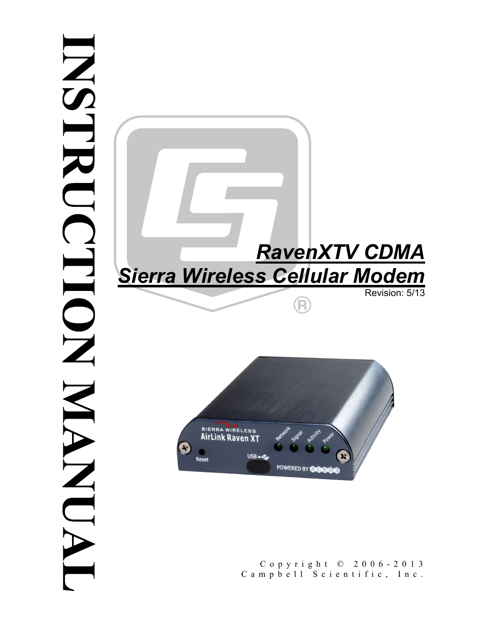 Campbell Scientific RavenXTV CDMA Sierra Wireless Cellular Modem User Manual | 48 pages