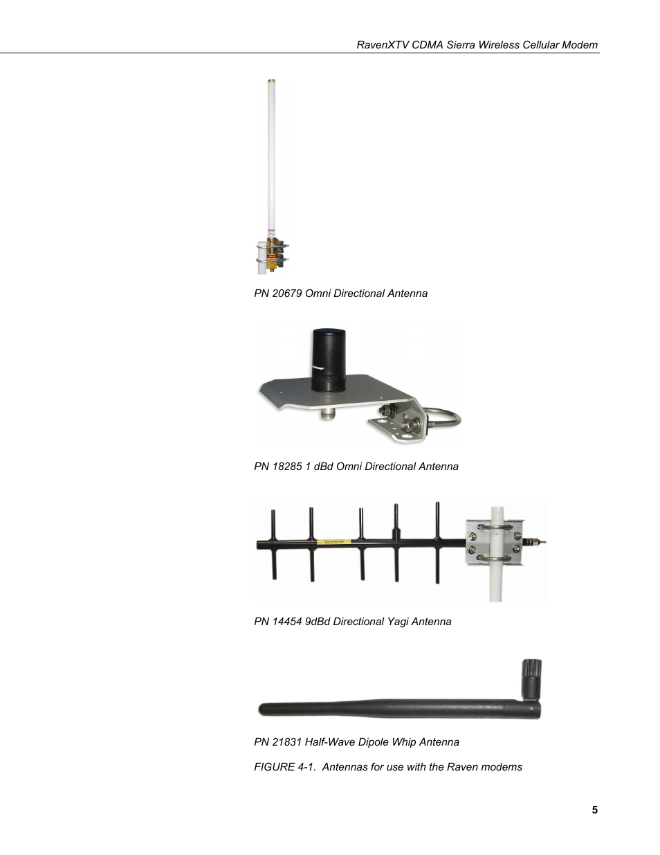 1. antennas for use with the raven modems | Campbell Scientific RavenXTV CDMA Sierra Wireless Cellular Modem User Manual | Page 11 / 48