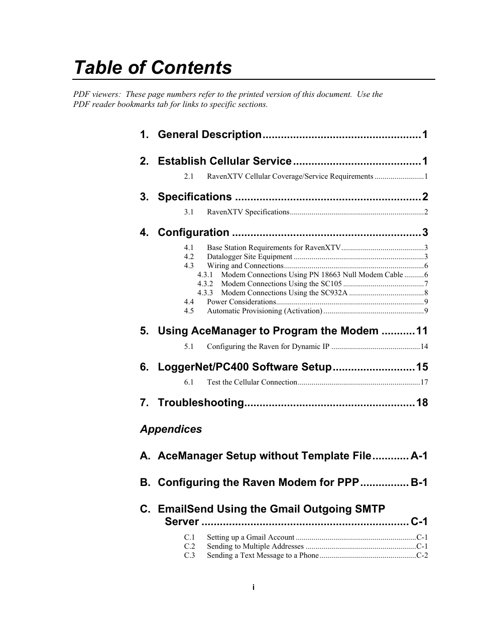 Campbell Scientific RavenXTV CDMA Sierra Wireless Cellular Modem User Manual | Page 5 / 48
