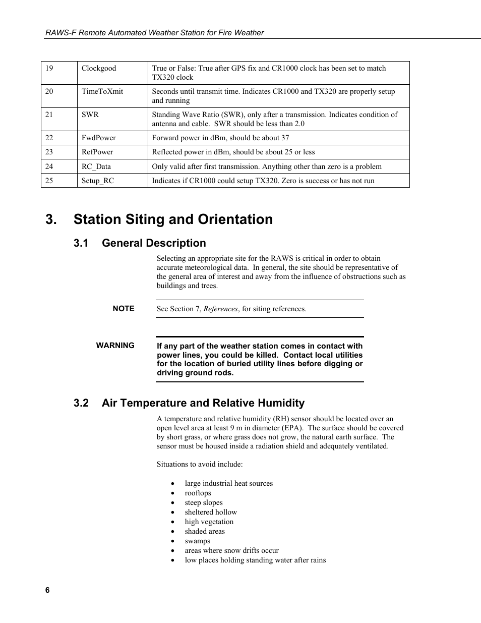 Station siting and orientation, 1 general description, 2 air temperature and relative humidity | General description, Air temperature and relative humidity | Campbell Scientific RAWS-F Remote Automated Weather Station for Fire Weather User Manual | Page 14 / 58