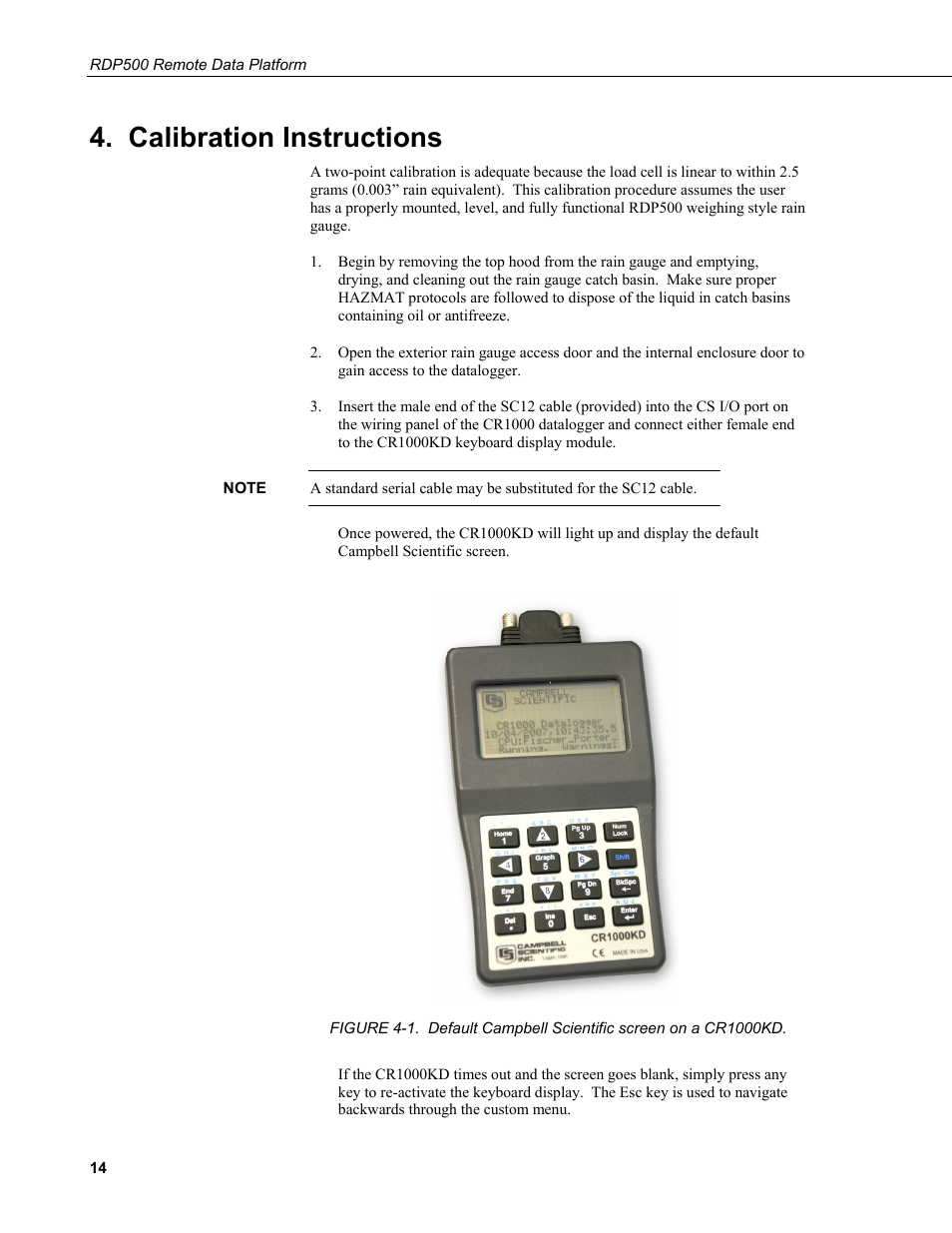 Calibration instructions | Campbell Scientific RDP500 Remote Data Platform User Manual | Page 18 / 46