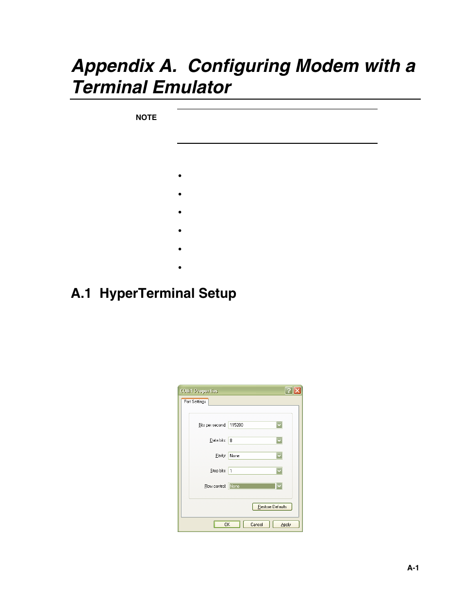A.1 hyperterminal setup | Campbell Scientific Redwing100 CDMA Cellular Digital Modem User Manual | Page 9 / 14
