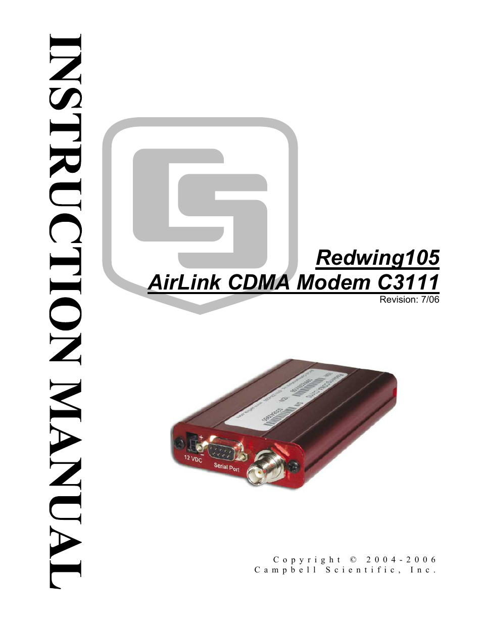 Campbell Scientific Redwing105 CDMA Cellular Digital Modem User Manual | 14 pages