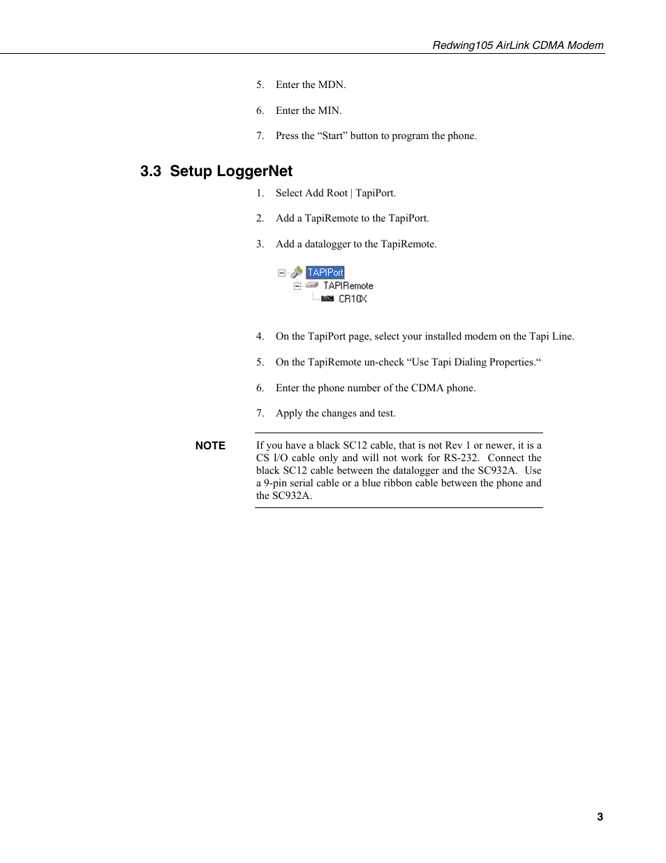3 setup loggernet | Campbell Scientific Redwing105 CDMA Cellular Digital Modem User Manual | Page 7 / 14