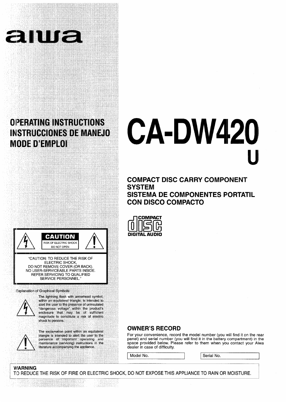 Aiwa CD-DW420 U User Manual | 28 pages