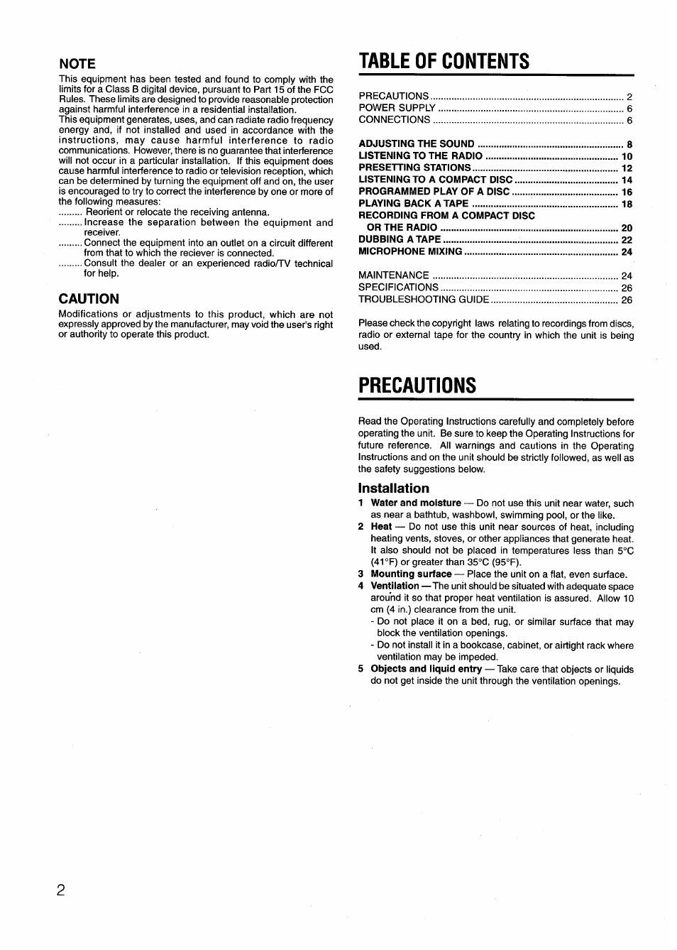 Aiwa CD-DW420 U User Manual | Page 2 / 28