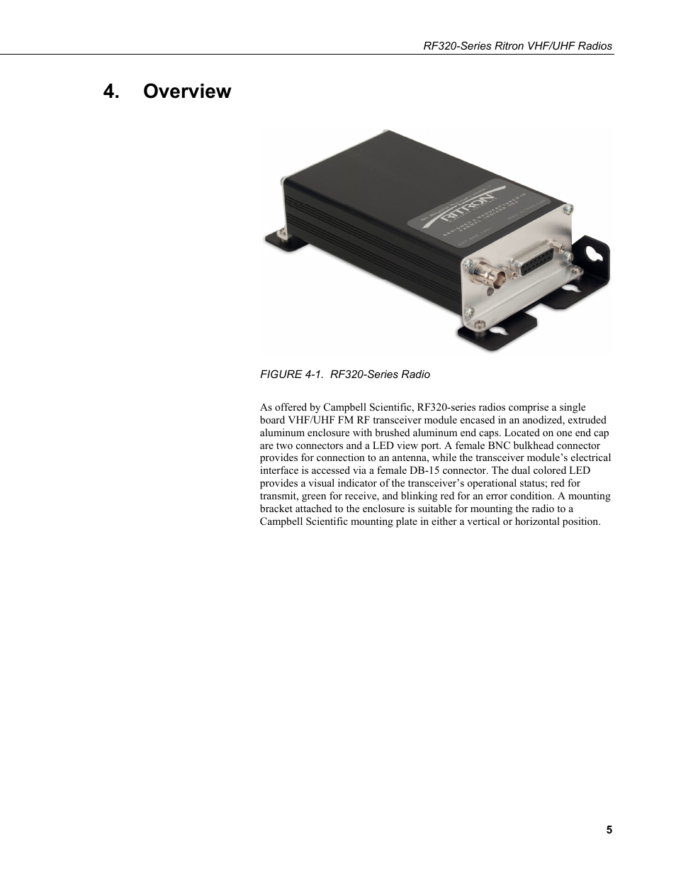 Overview, 1. rf320-series radio | Campbell Scientific RF320-Series Ritron VHF/UHF Radios User Manual | Page 11 / 36