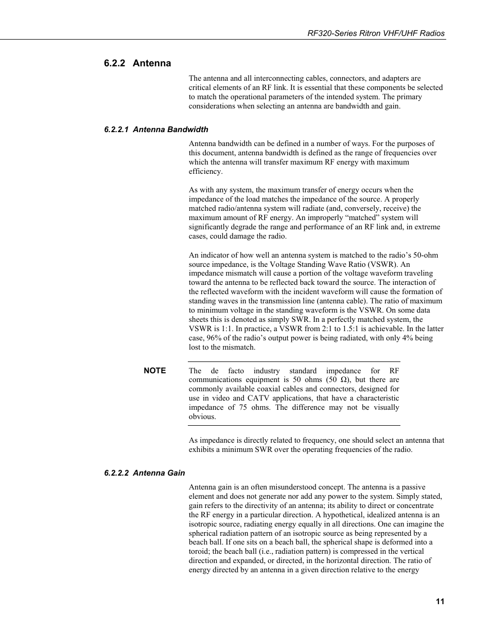 2 antenna, 1 antenna bandwidth, 2 antenna gain | Antenna, Antenna bandwidth, Antenna gain | Campbell Scientific RF320-Series Ritron VHF/UHF Radios User Manual | Page 17 / 36