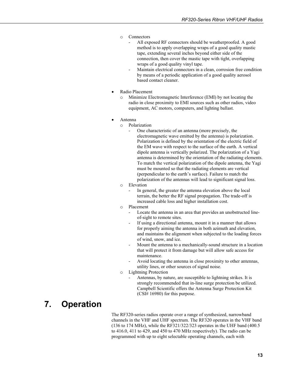 Operation | Campbell Scientific RF320-Series Ritron VHF/UHF Radios User Manual | Page 19 / 36