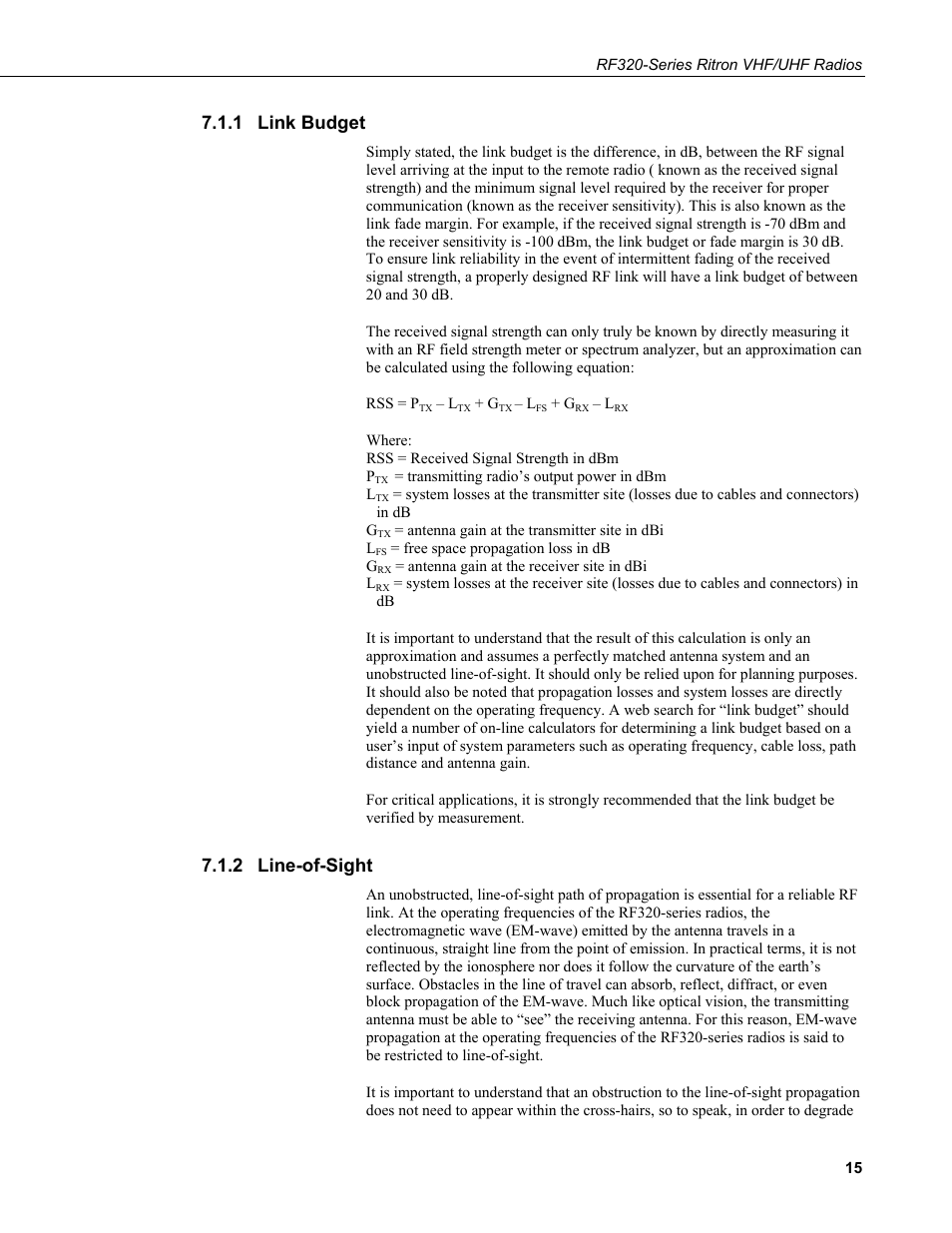 1 link budget, 2 line-of-sight, Link budget | Line-of-sight | Campbell Scientific RF320-Series Ritron VHF/UHF Radios User Manual | Page 21 / 36