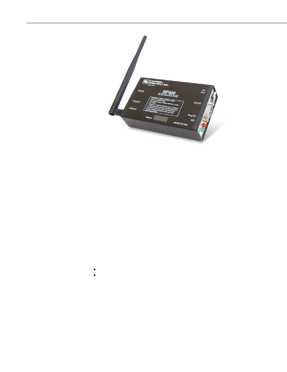 Rf400 series specifications | Campbell Scientific RF400/RF410/RF415 Spread Spectrum Radio/Modem User Manual | Page 10 / 90