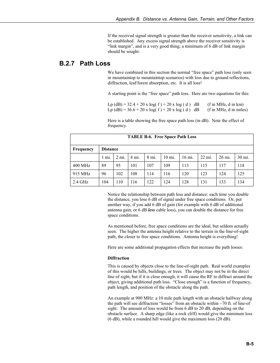 B.2.7 path loss, B.2.7 | Campbell Scientific RF401A-Series Spread Spectrum Radios User Manual | Page 43 / 48