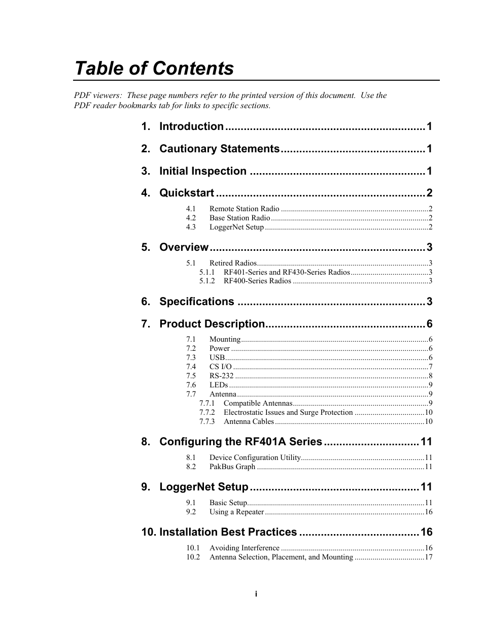 Campbell Scientific RF401A-Series Spread Spectrum Radios User Manual | Page 7 / 48