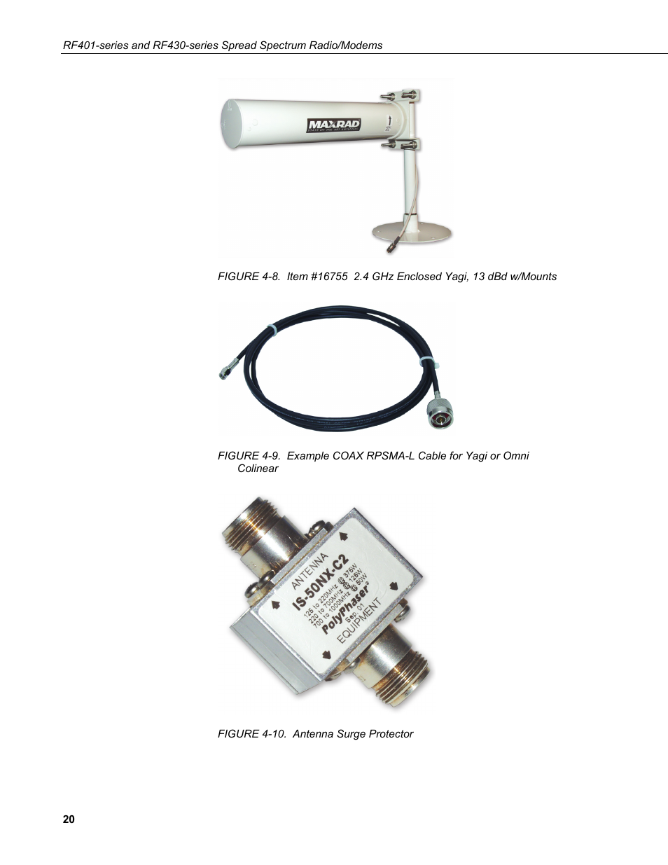 10. antenna surge protector, H figure 4-8 | Campbell Scientific RF401-series and RF430-series Spread Spectrum Data Radios/Modems User Manual | Page 32 / 126