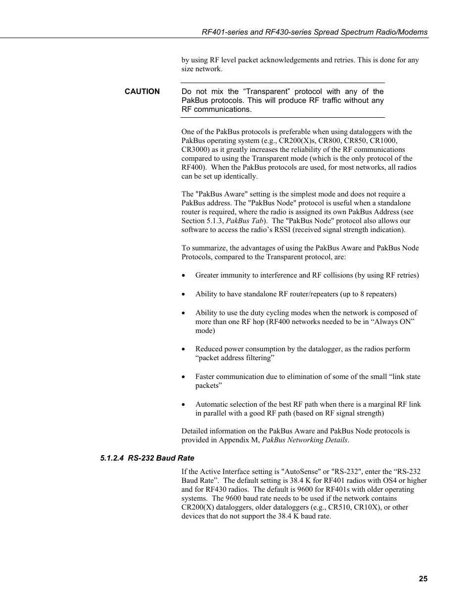 4 rs-232 baud rate, Rs-232 baud rate | Campbell Scientific RF401-series and RF430-series Spread Spectrum Data Radios/Modems User Manual | Page 37 / 126