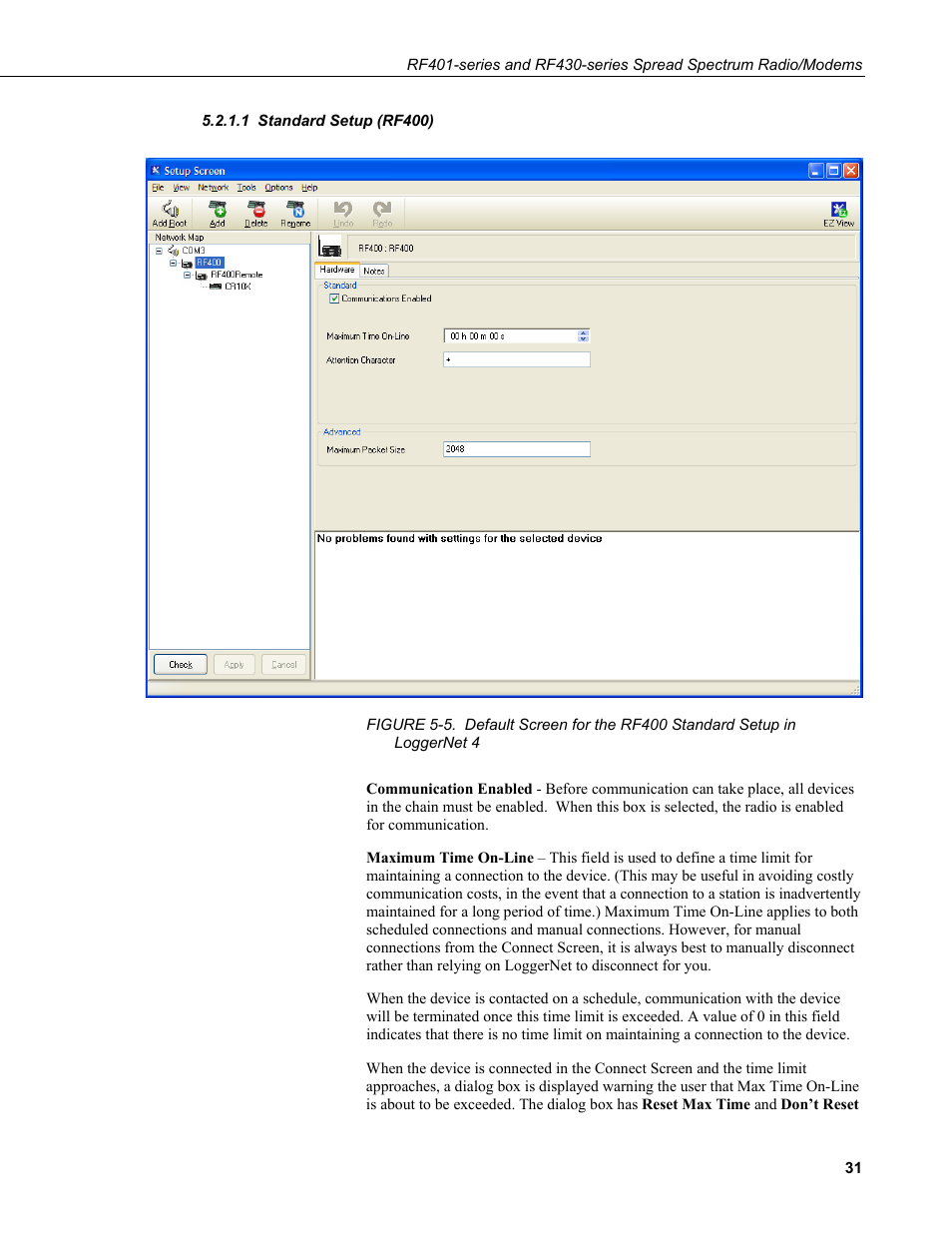 1 standard setup (rf400), Standard setup (rf400) | Campbell Scientific RF401-series and RF430-series Spread Spectrum Data Radios/Modems User Manual | Page 43 / 126