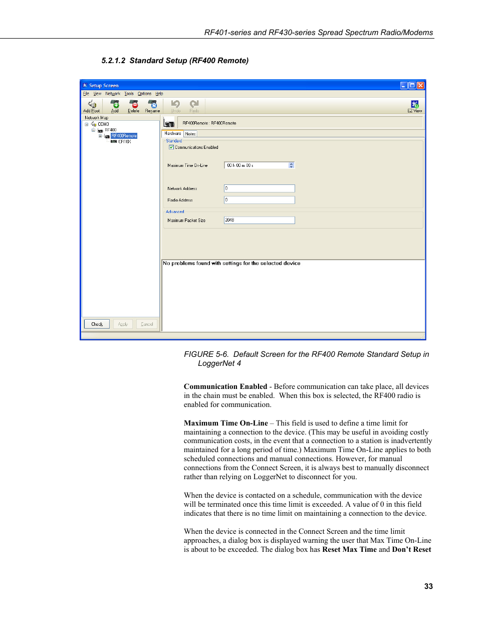 2 standard setup (rf400 remote), Standard setup (rf400 remote), Loggernet 4 | Campbell Scientific RF401-series and RF430-series Spread Spectrum Data Radios/Modems User Manual | Page 45 / 126