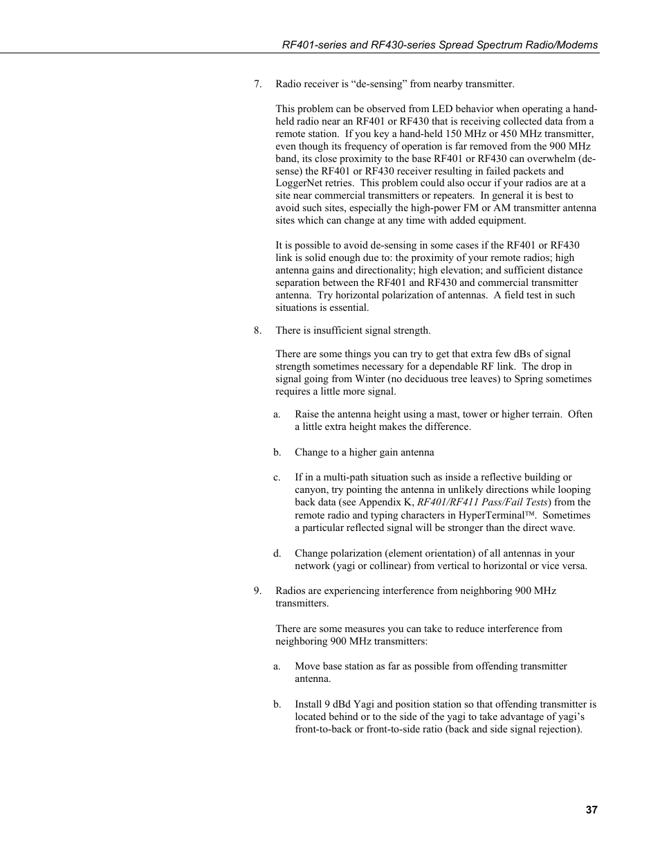 Campbell Scientific RF401-series and RF430-series Spread Spectrum Data Radios/Modems User Manual | Page 49 / 126