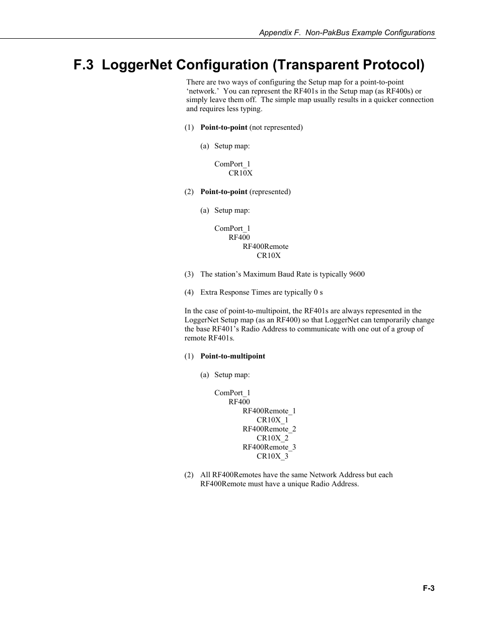 F.3 loggernet configuration (transparent protocol) | Campbell Scientific RF401-series and RF430-series Spread Spectrum Data Radios/Modems User Manual | Page 77 / 126