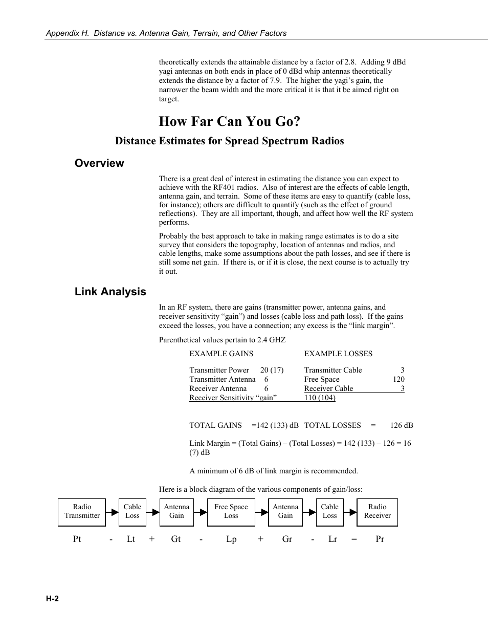 Overview, Link analysis, How far can you go | Campbell Scientific RF401-series and RF430-series Spread Spectrum Data Radios/Modems User Manual | Page 84 / 126