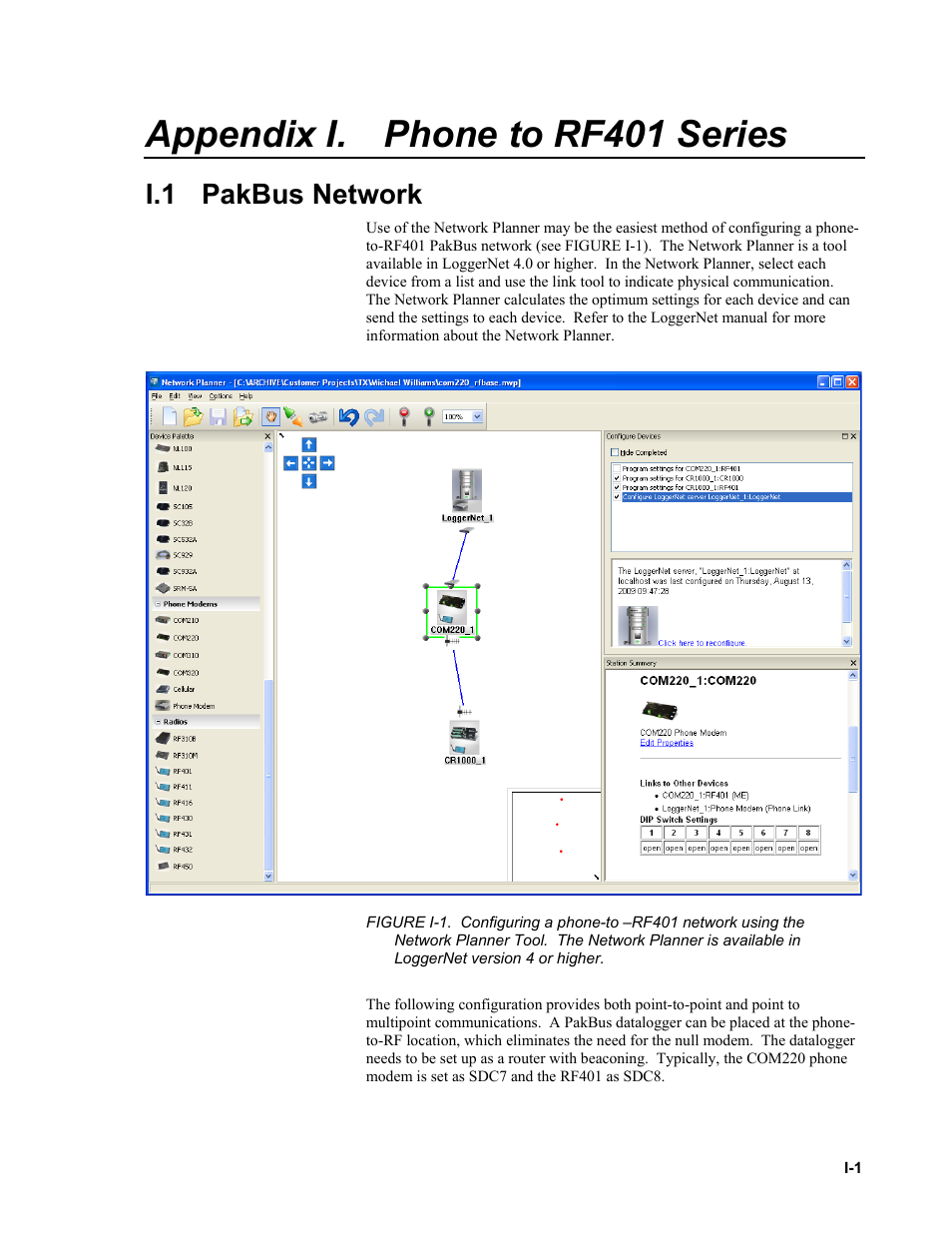 Appendix i. phone to rf401 series, I.1 pakbus network | Campbell Scientific RF401-series and RF430-series Spread Spectrum Data Radios/Modems User Manual | Page 91 / 126