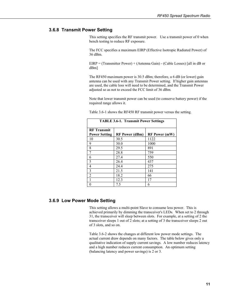 8 transmit power setting, 9 low power mode setting | Campbell Scientific RF450 Spread Spectrum Radio User Manual | Page 17 / 42