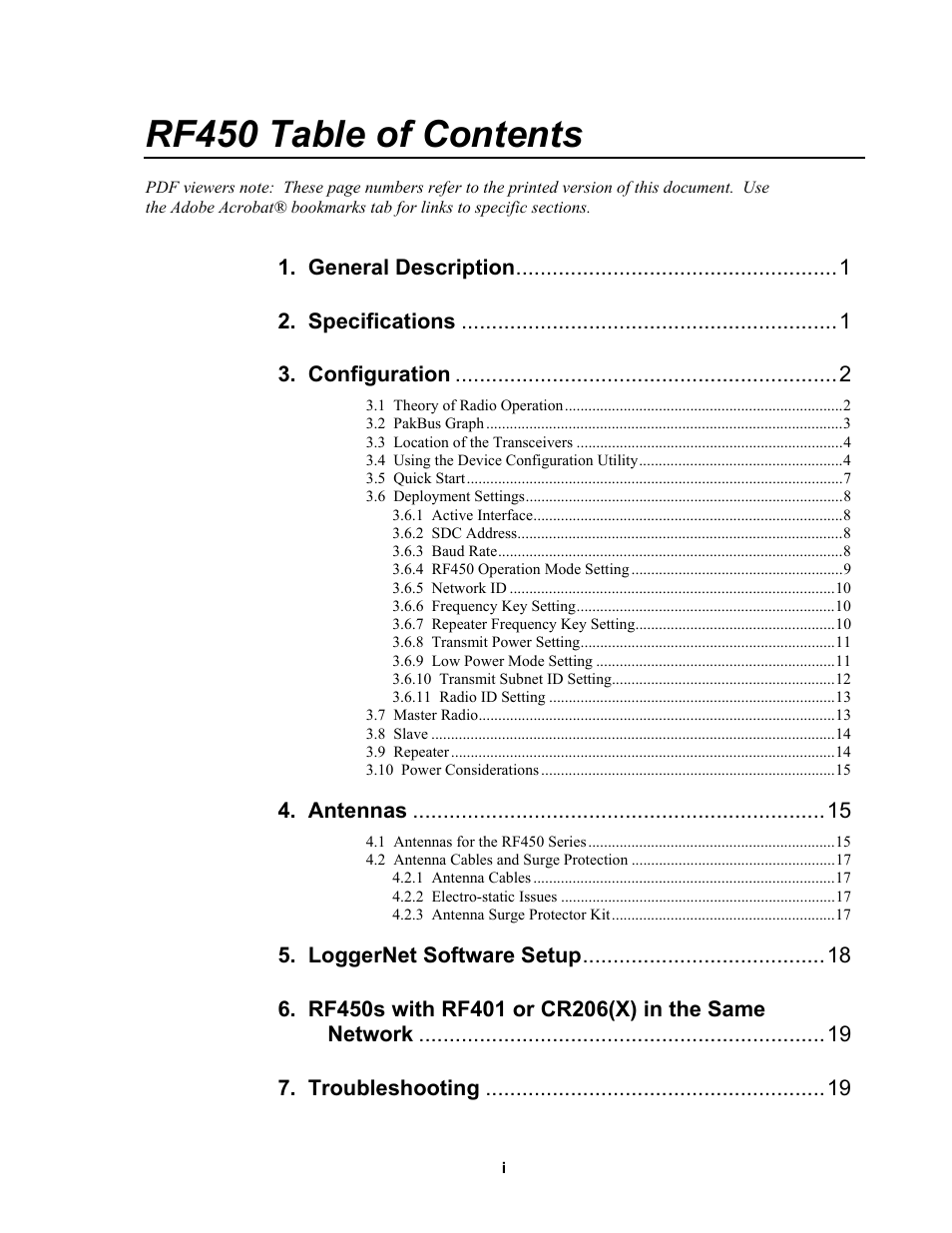 Campbell Scientific RF450 Spread Spectrum Radio User Manual | Page 3 / 42