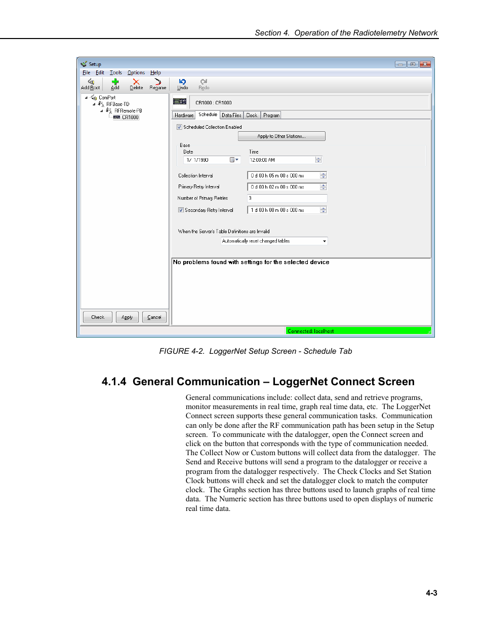 4 general communication – loggernet connect screen | Campbell Scientific RF500M Radio Modem User Manual | Page 23 / 36
