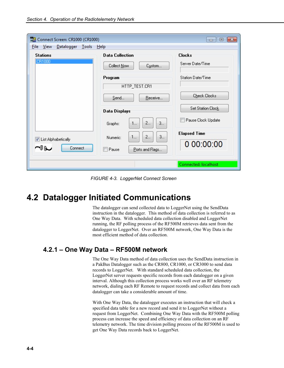 2 datalogger initiated communications, 1 – one way data – rf500m network | Campbell Scientific RF500M Radio Modem User Manual | Page 24 / 36