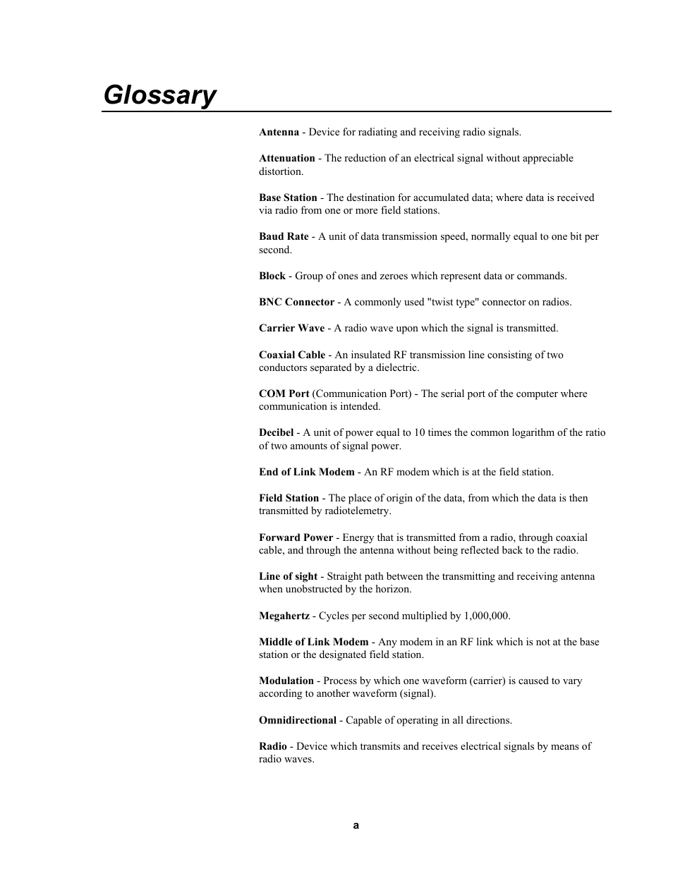 Glossary | Campbell Scientific RF500M Radio Modem User Manual | Page 33 / 36